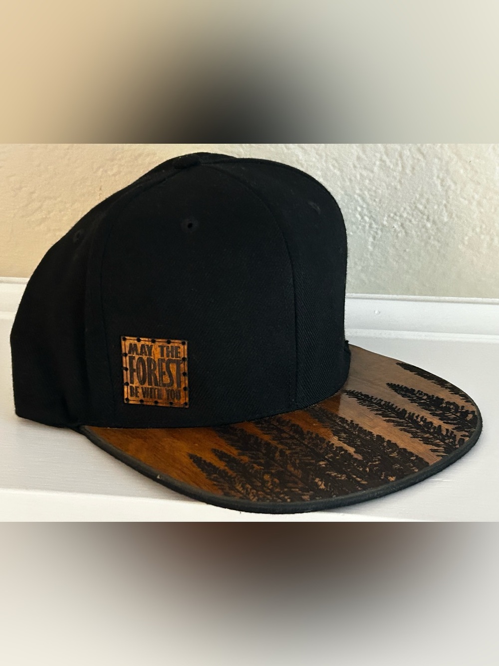 Kona Caps Wood Brim Snapback Hat “May the Forest Be With You”